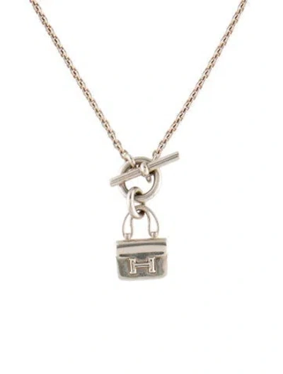 Pre-owned Hermes Amulettes Constance Pendant Necklace, 16" In Multi