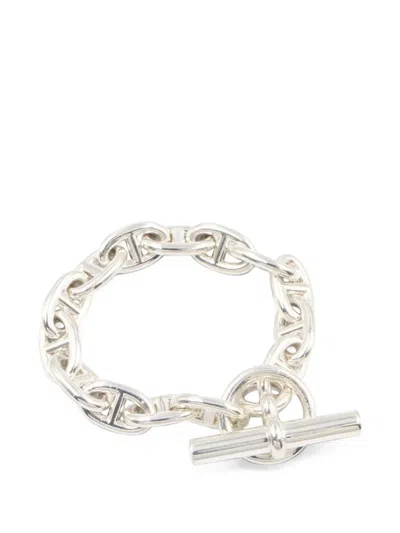 Pre-owned Hermes Anchor Chain Pm Bracelet In Silver
