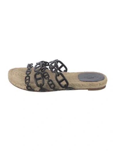 Pre-owned Hermes Ancone Chaîne D'ancre Insignia Espadrilles In Black