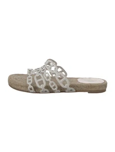 Pre-owned Hermes Ancone Chaîne D'ancre Insignia Espadrilles In White
