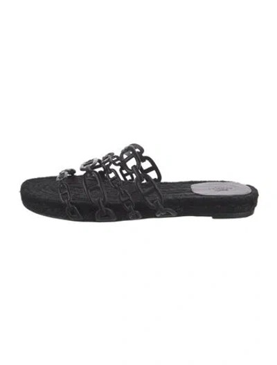 Pre-owned Hermes Ancone Chaîne D'ancre Insignia Slides In Black