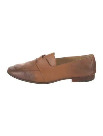 Pre-owned Hermes Ancora H Logo Dress Loafers In Neutral