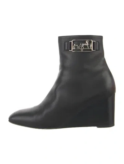 Pre-owned Hermes Andrene Leather Boots In Black