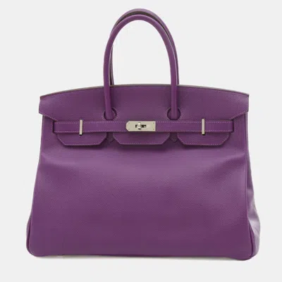 Pre-owned Hermes Anemone Epson R Stamp Birkin Handbag In Purple