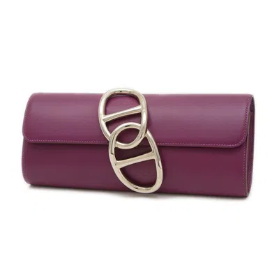 Pre-owned Hermes Anemone Leather Clutch Bag ()