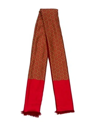 Pre-owned Hermes Angora & Silk Muffler Silk Muffler In Red