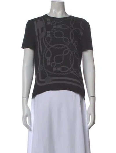 Pre-owned Hermes Animal Print Crew Neck Sweater In Black