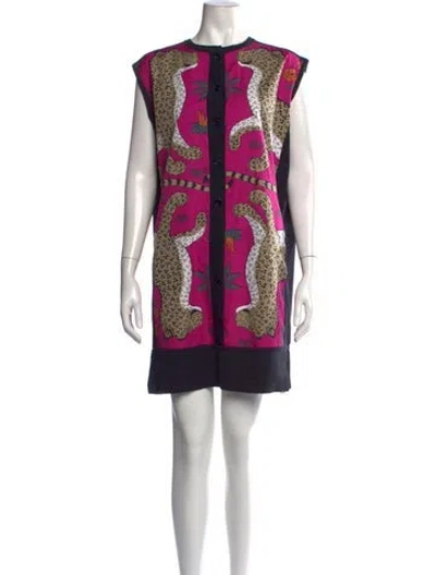 Pre-owned Hermes Animal Print Mini Dress In Purple