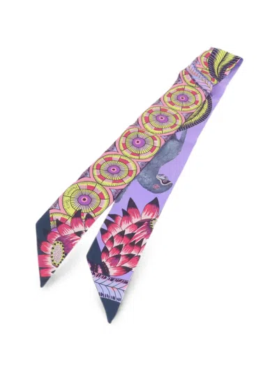 Pre-owned Hermes Animal-print Scarf In Purple