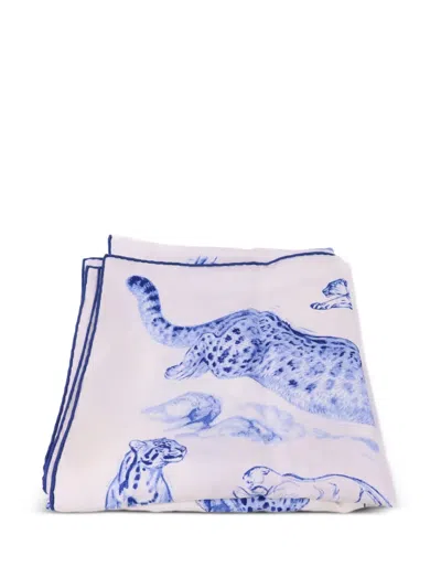 Pre-owned Hermes Animal-print Scarf In White