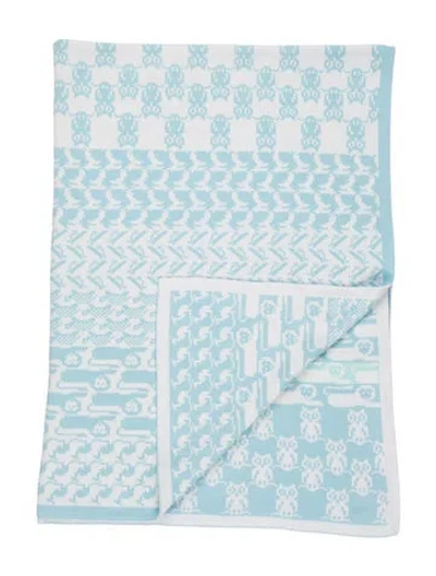 Pre-owned Hermes Animaux Pixel Baby Blanket In Blue