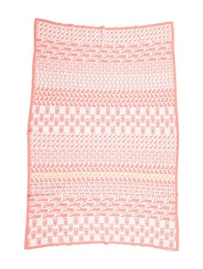 Pre-owned Hermes Animaux Pixel Baby Blanket In Orange