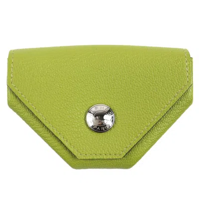 Pre-owned Hermes Anis Green Chevre Leather Coin Purse/coin Case ()