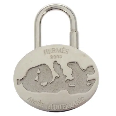 Pre-owned Hermes Annee Mediterranee Cadena Lock Charm Metal Silver Silver_plated Charms And Keychains Accessor