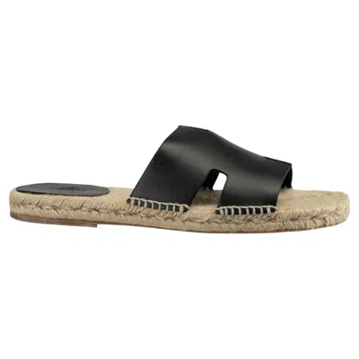 Pre-owned Hermes Antigua Espadrille Black 41 Fr