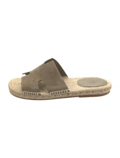 Pre-owned Hermes Antigua Espadrille H Logo Slides In Multi