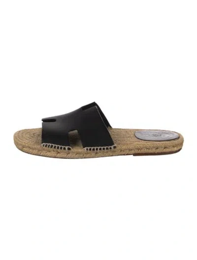 Pre-owned Hermes Antigua H Logo Espadrilles In Black