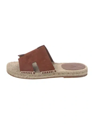Pre-owned Hermes Antigua H Logo Espadrilles In Brown