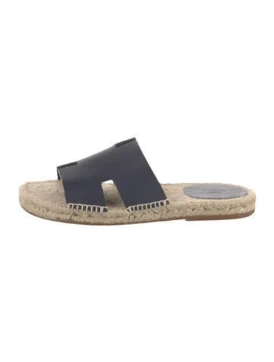 Pre-owned Hermes Antigua H Logo Slides In Blue