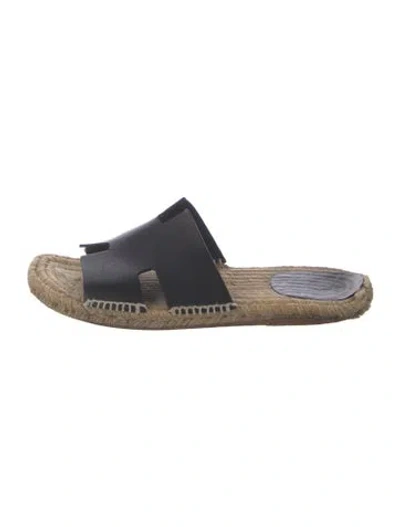 Pre-owned Hermes Antigua H Logo Slides In Blue