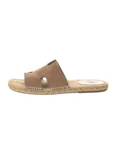 Pre-owned Hermes Antigua H Logo Slides In Neutral
