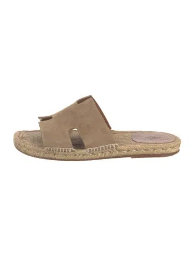 Pre-owned Hermes Antigua H Logo Slides In Neutrals