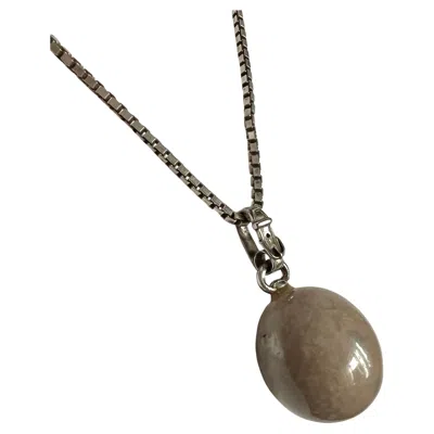 Pre-owned Hermes Hermès - Antique Gray Brown Galet Stone Pendant Necklace Enhancer, 1980s