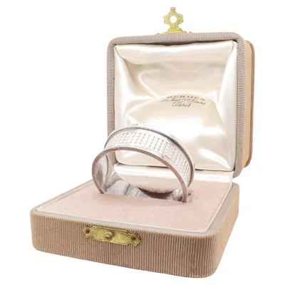 Pre-owned Hermes Antique Hermès Art Deco Period Sterling Silver Napkin Ring & Box In Sand