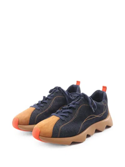 Pre-owned Hermes Anvol Denim Suede Sneakers In Blue