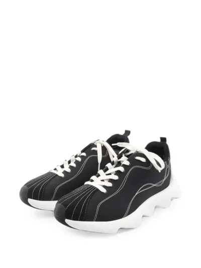 Pre-owned Hermes Anvol Panelled Sneakers In Black