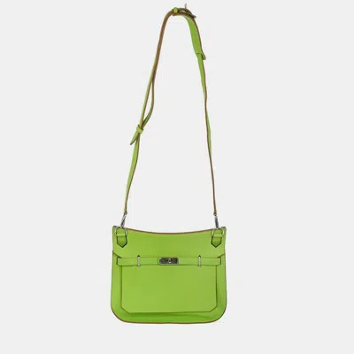 Pre-owned Hermes Apple Green Swift Jypsiere 28 Shoulder Bag