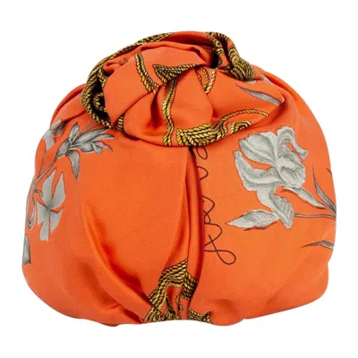 Pre-owned Hermes Hermès "arabesques" Turban In Silk In Orange