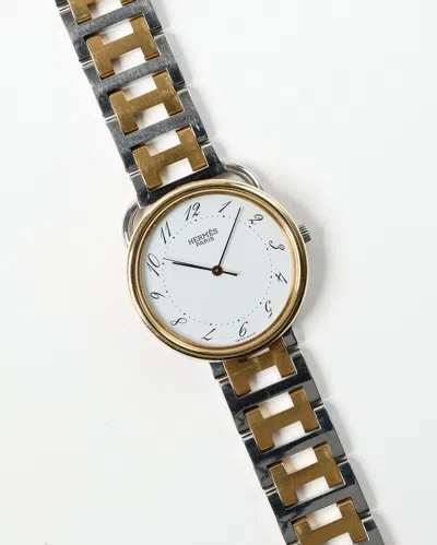 Pre-owned Hermes Hermès Arceau 34mm Watch In White