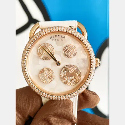 Pre-owned Hermes Arceau Cheval Cosmique Rose Gold 38 Mm Diamond Watch