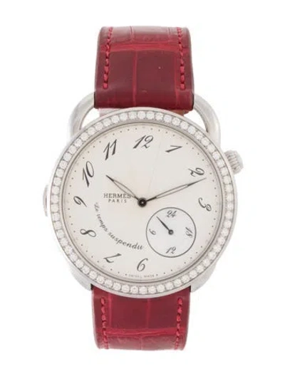 Pre-owned Hermes Arceau Le Temps Suspendu Gm Watch In Multi