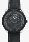 Hermes Arceau Le Temps Voyageur 41mm Watch With Graphite Matte Alligator Strap In Black