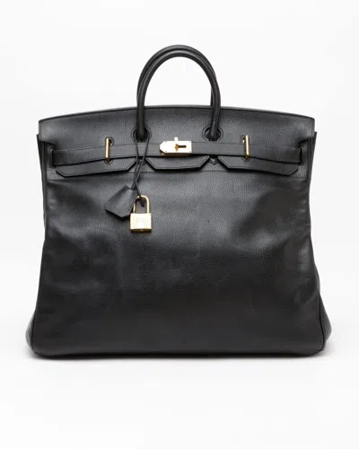 Pre-owned Hermes Hermès Ardennes Haut A Courroies 50 (hac) Weekend Bag In Black