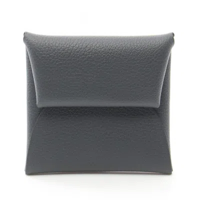 Pre-owned Hermes Ardoise Gray Evercalf Leather Coin Purse/coin Case ()