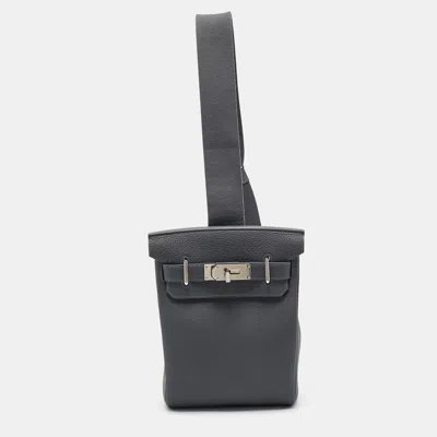 Pre-owned Hermes Hermès Ardoise Togo Leather Palladium Finish Hac A Dos Pm Backpack