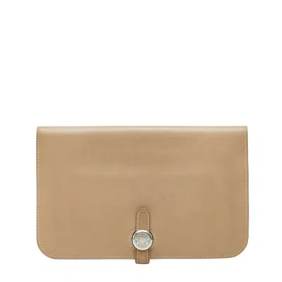 Pre-owned Hermes Argile Beige Swift Leather Long Wallet (bi-fold) ()