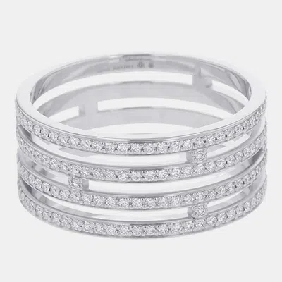 Pre-owned Hermes Ariane 18k White Gold Ring Eu 54