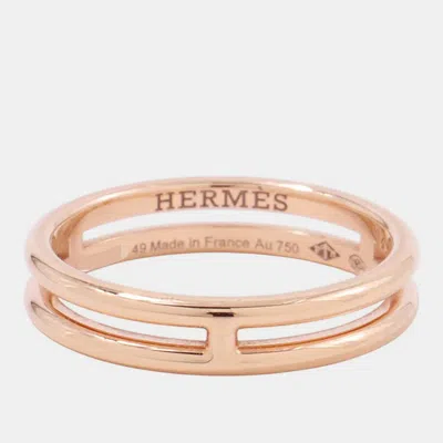Pre-owned Hermes Ariane Ring 18k Pink Gold Size 49