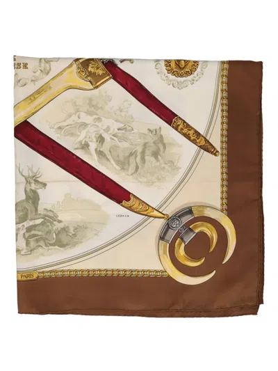 Pre-owned Hermes Arme De Chasse Silk Foulard
