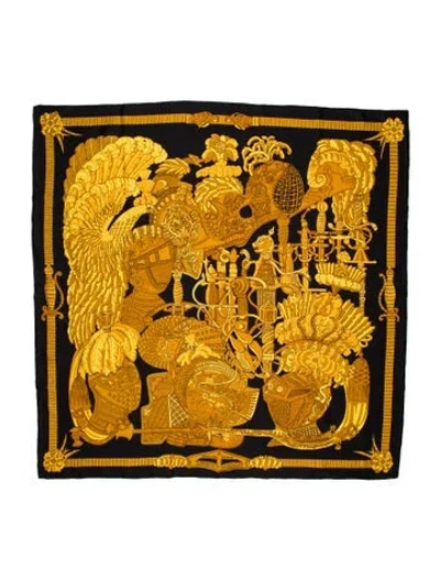 Pre-owned Hermes Armets En Panache Silk Scarf In Multi