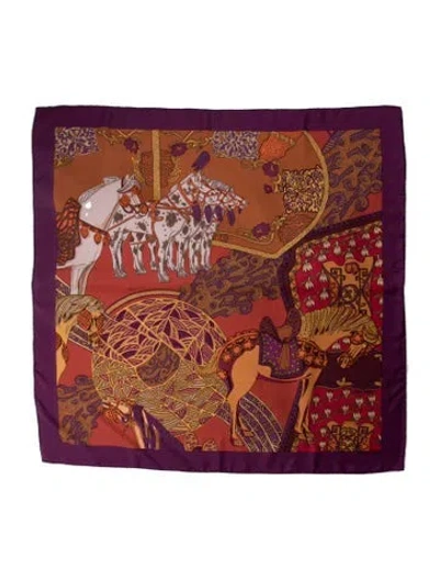 Pre-owned Hermes Art Des Steppes Silk Scarf In Purple