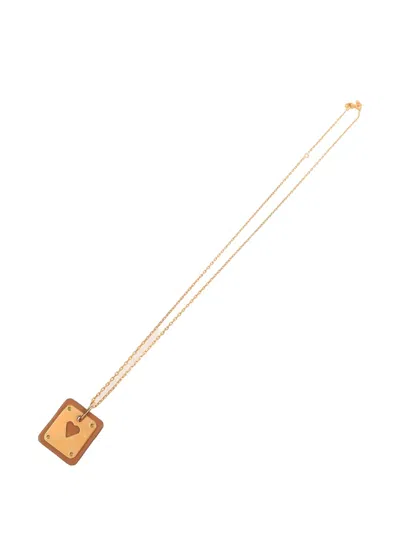 Pre-owned Hermes As De Coeur Heart-pendant Necklace In Gold