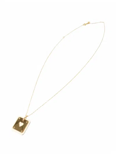 Pre-owned Hermes As De Coeur Heart-pendant Necklace In Gold
