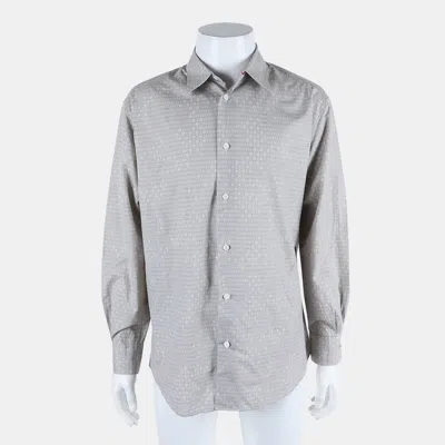Pre-owned Hermes Ash Beige Cotton Long-sleeved Button Up Shirt Size Xl In Sand