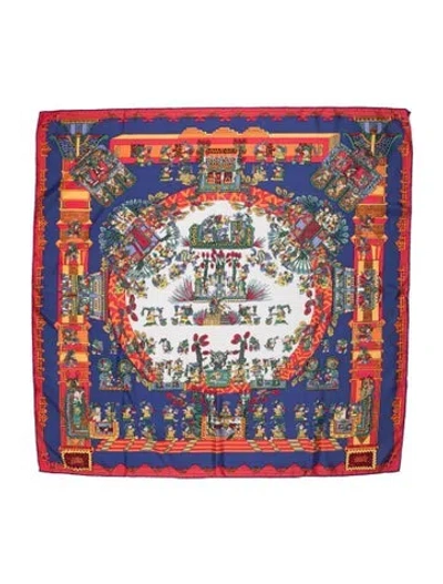 Pre-owned Hermes Astres Et Soleils Silk Scarf In Purple