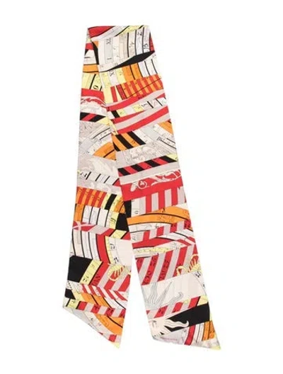 Pre-owned Hermes Astrologie Nouvelle Maxi Silk Twilly Scarf In Neutrals